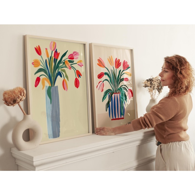 Arte de pared en lienzo con fl - Flower Girl Basket reseña y precio